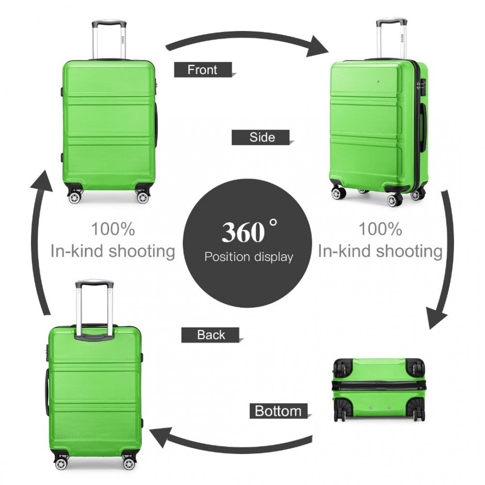 ABS Sculpted Horizontal Design Suitcase – 24-Inch – Green