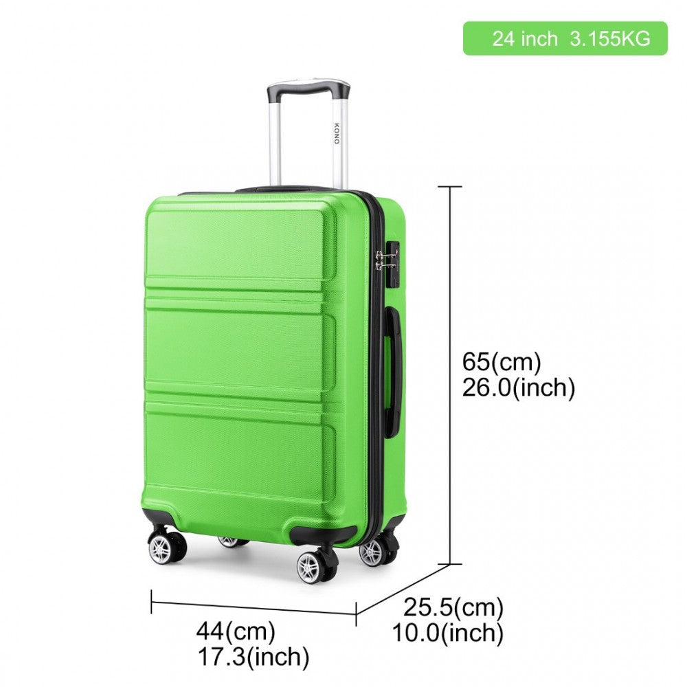 ABS Sculpted Horizontal Design Suitcase – 24-Inch – Green