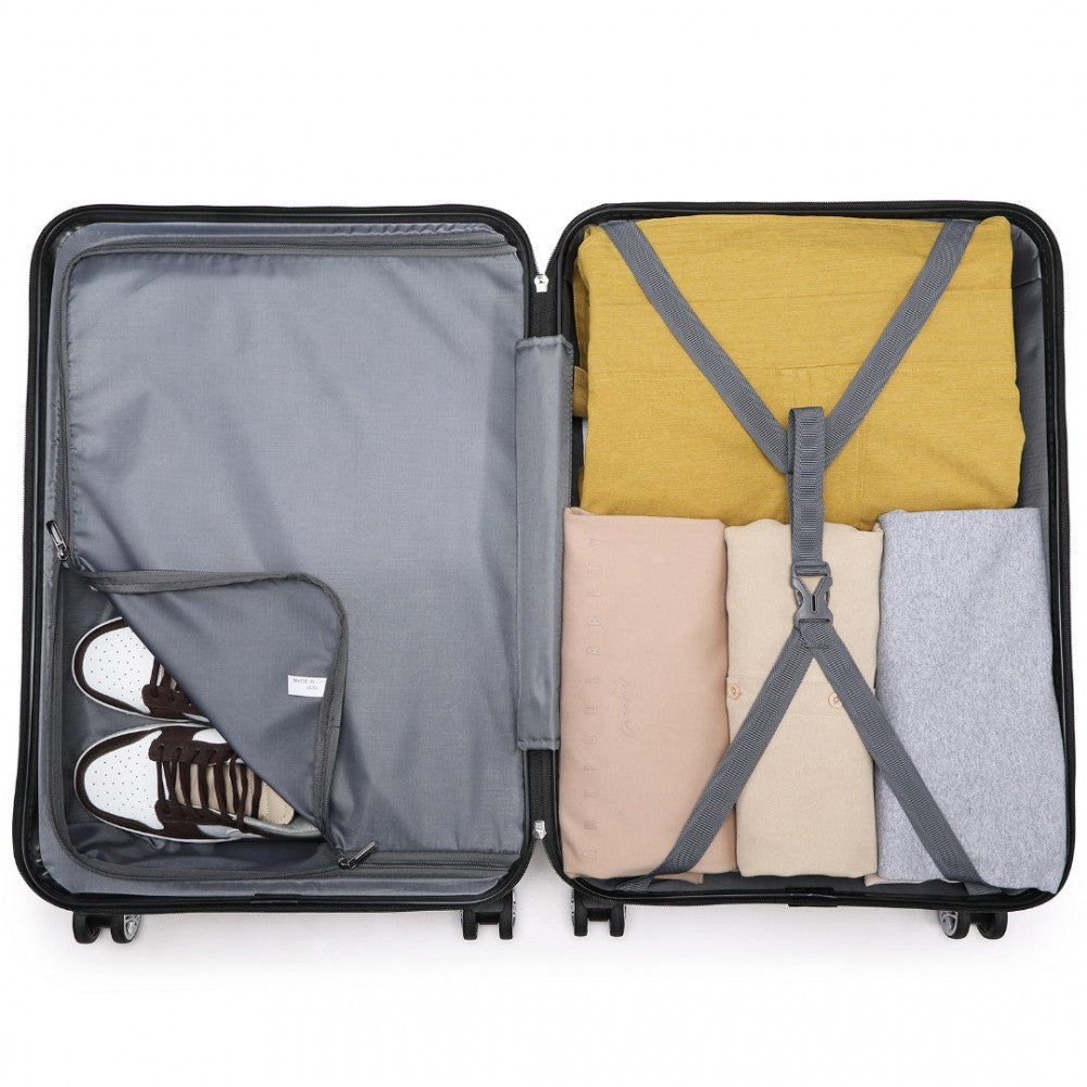 ABS Sculpted Horizontal Design Suitcase – 24-Inch – Green