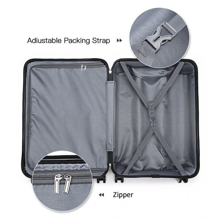 ABS Sculpted Horizontal Design Suitcase – 24-Inch – Green