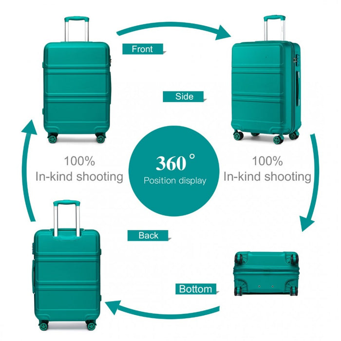 ABS Sculpted Horizontal Design Cabin Luggage – 20-Inch – Teal