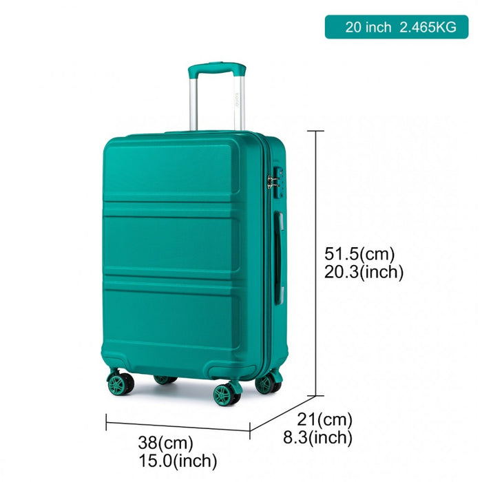 ABS Sculpted Horizontal Design Cabin Luggage – 20-Inch – Teal