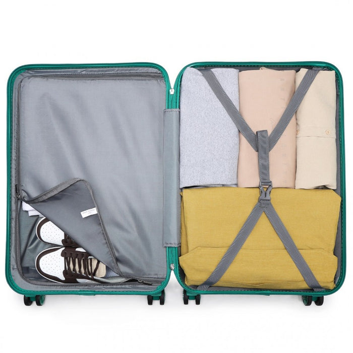 ABS Sculpted Horizontal Design Cabin Luggage – 20-Inch – Teal