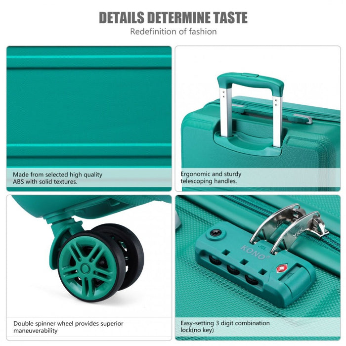 ABS Sculpted Horizontal Design Cabin Luggage – 20-Inch – Teal