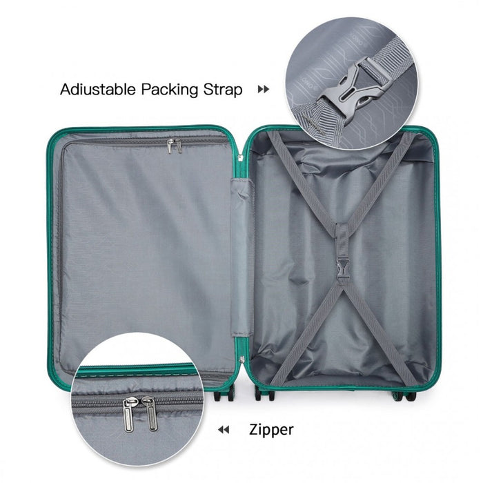 ABS Sculpted Horizontal Design Cabin Luggage – 20-Inch – Teal