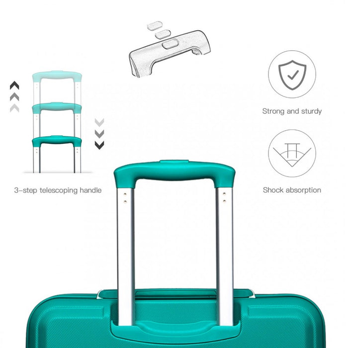 ABS Sculpted Horizontal Design Cabin Luggage – 20-Inch – Teal