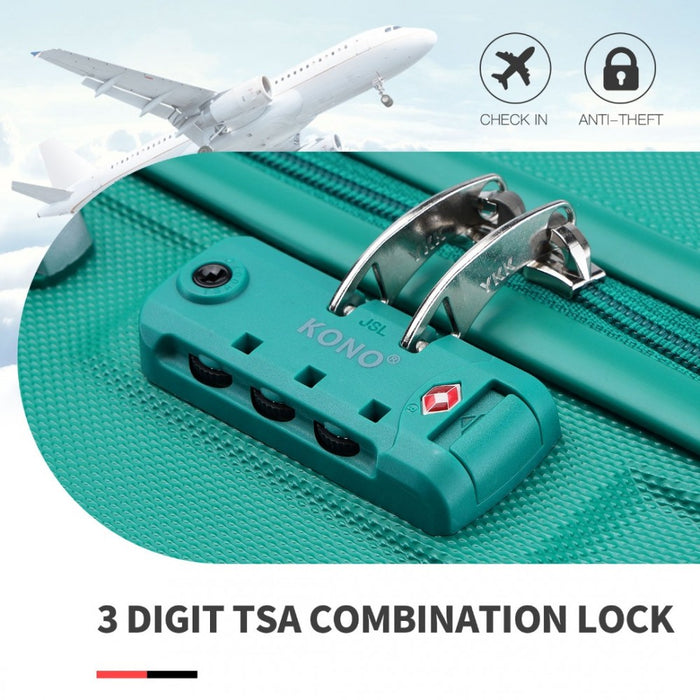 ABS Sculpted Horizontal Design Cabin Luggage – 20-Inch – Teal
