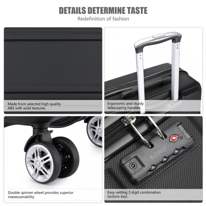 ABS Sculpted Horizontal Design Cabin Luggage – 20-Inch – Black