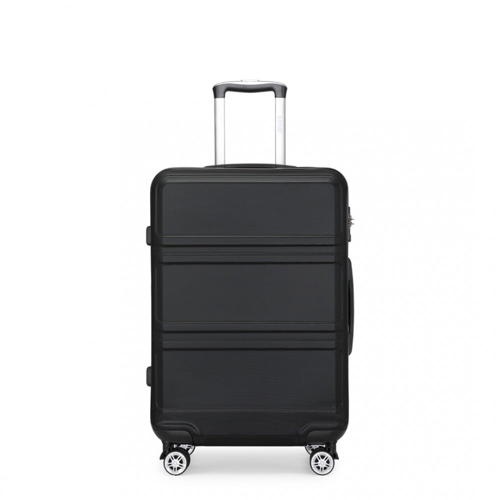 ABS Sculpted Horizontal Design Suitcase – 24-Inch – Black