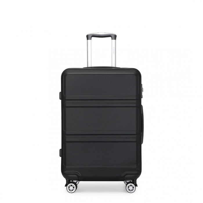 ABS Sculpted Horizontal Design Suitcase – 24-Inch – Black