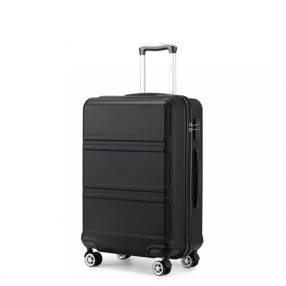 ABS Sculpted Horizontal Design Suitcase – 28-Inch – Black