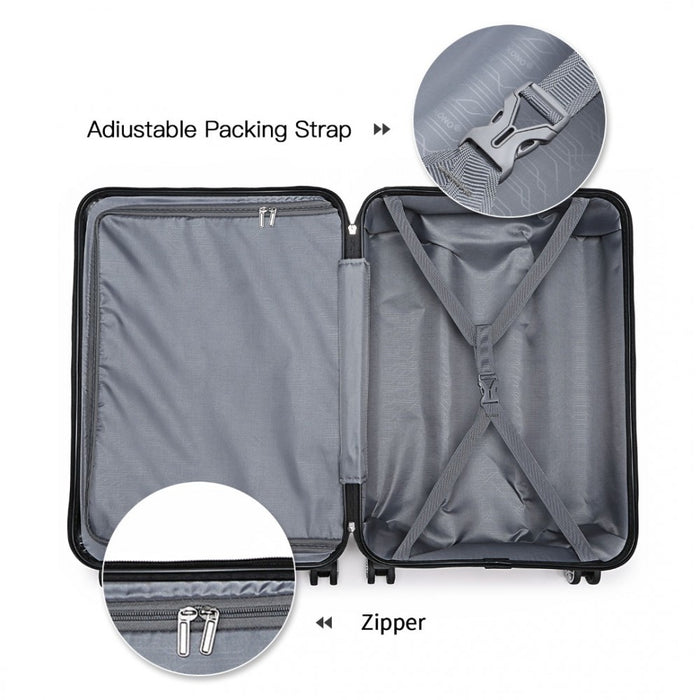 ABS Sculpted Horizontal Design Cabin Luggage – 20-Inch – Black