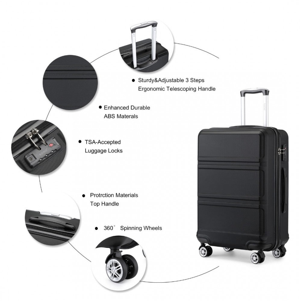 ABS Sculpted Horizontal Design Suitcase – 28-Inch – Black