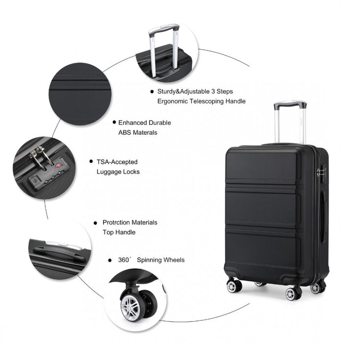 ABS Sculpted Horizontal Design Suitcase – 28-Inch – Black