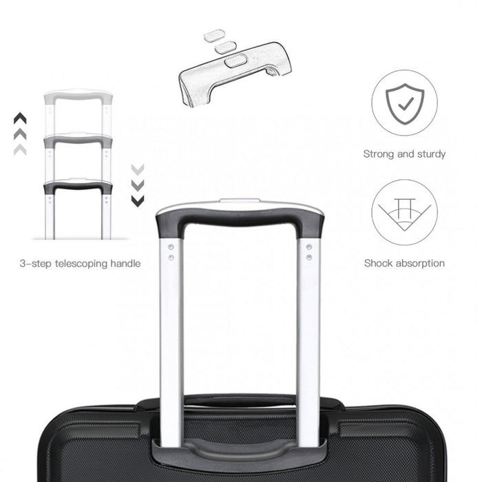 ABS Sculpted Horizontal Design Suitcase – 28-Inch – Black