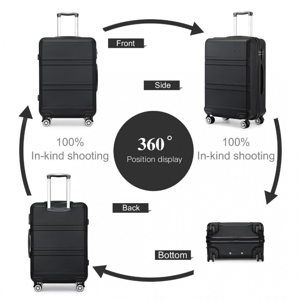 ABS Sculpted Horizontal Design Suitcase – 28-Inch – Black