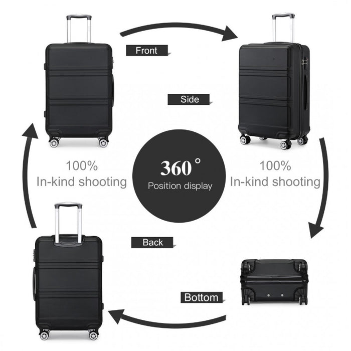 ABS Sculpted Horizontal Design Suitcase – 28-Inch – Black