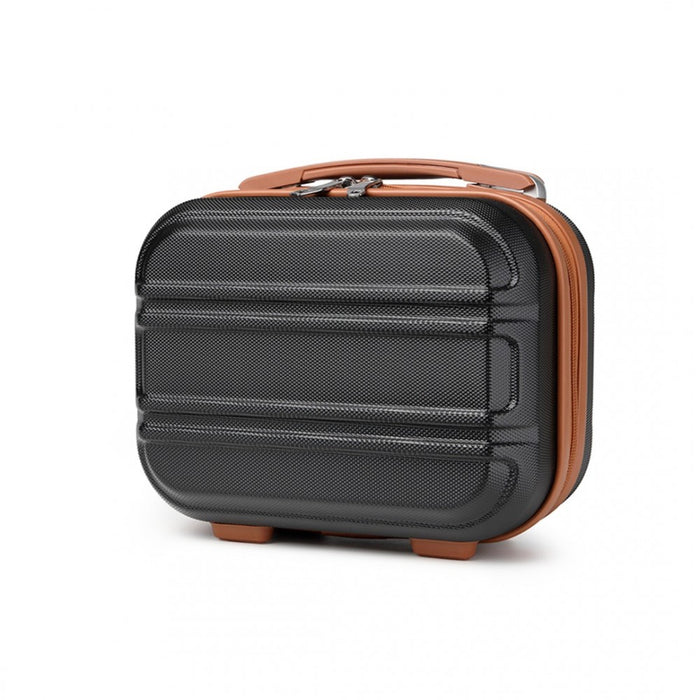 Lightweight ABS Hard Shell Vanity Case – 12-Inch – Black and Brown