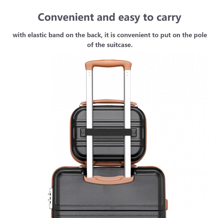 Lightweight ABS Hard Shell Vanity Case – 12-Inch – Black and Brown