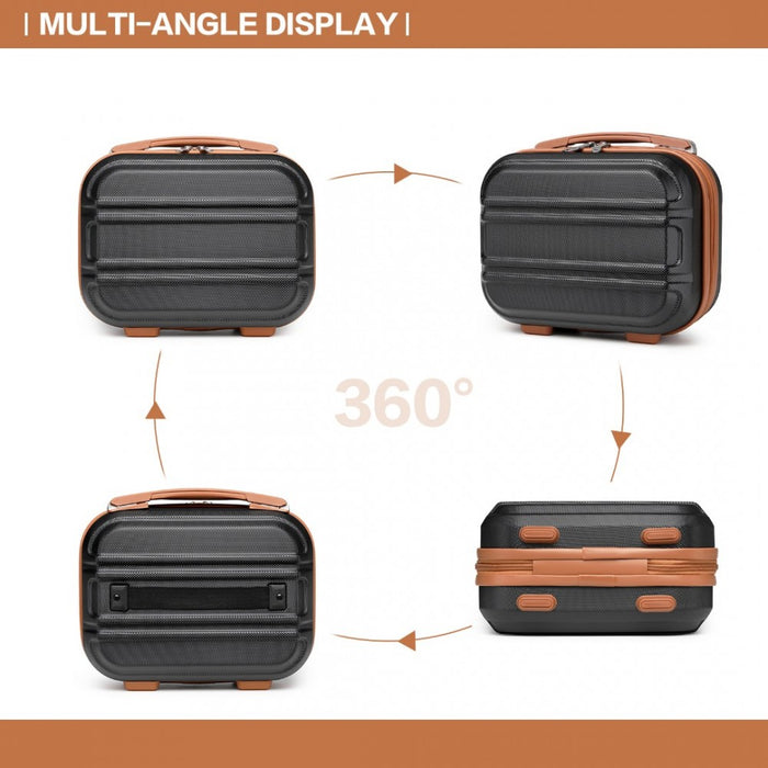 Lightweight ABS Hard Shell Vanity Case – 12-Inch – Black and Brown