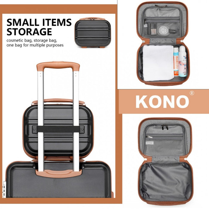 Lightweight ABS Hard Shell Vanity Case – 12-Inch – Black and Brown