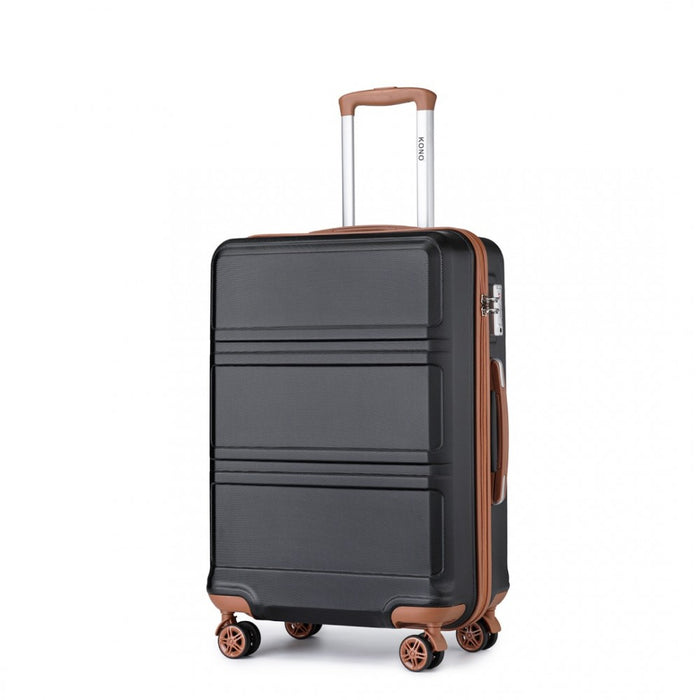 ABS Sculpted Horizontal Design Suitcase – 24-Inch – Black and Brown