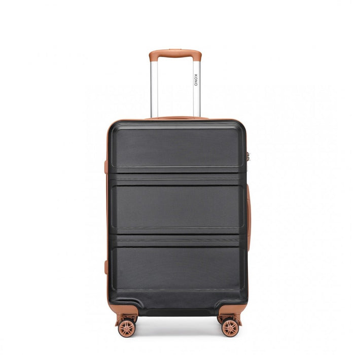 ABS Sculpted Horizontal Design Suitcase – 24-Inch – Black and Brown