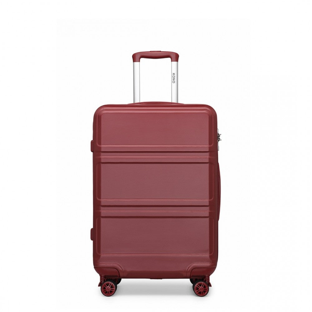 ABS Sculpted Horizontal Design Suitcase – 24-Inch – Burgundy