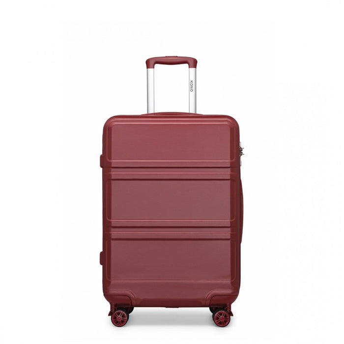 ABS Sculpted Horizontal Design Suitcase – 24-Inch – Burgundy