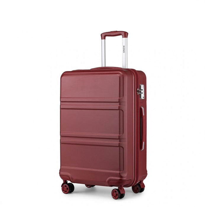 ABS Sculpted Horizontal Design Suitcase – 24-Inch – Burgundy