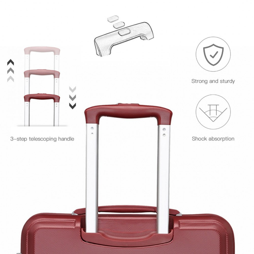 ABS Sculpted Horizontal Design Suitcase – 24-Inch – Burgundy