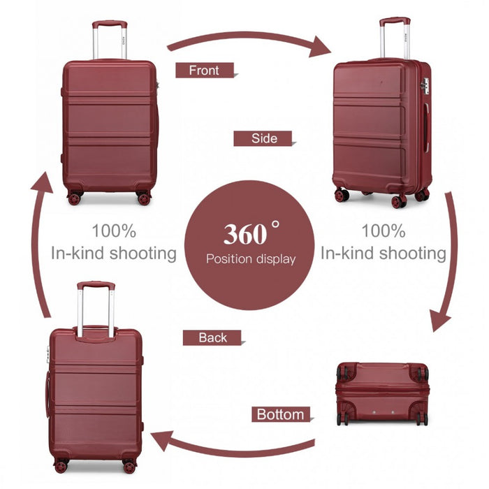 ABS Sculpted Horizontal Design Suitcase – 24-Inch – Burgundy