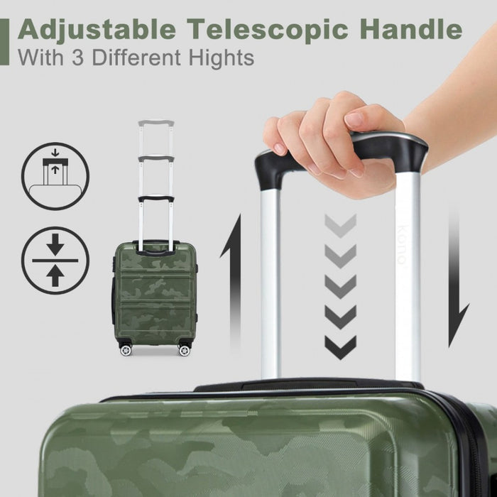 ABS Sculpted Horizontal Design Cabin Luggage – 20-Inch – Camouflage Green and Black
