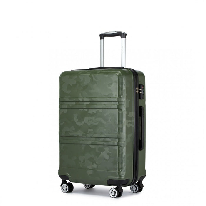 ABS Sculpted Horizontal Design Cabin Luggage – 20-Inch – Camouflage Green and Black