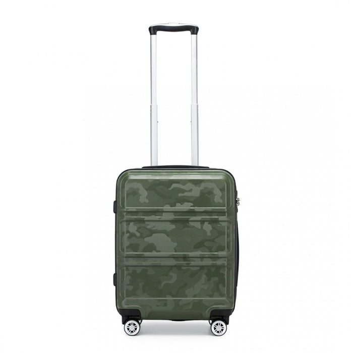 ABS Sculpted Horizontal Design Cabin Luggage – 20-Inch – Camouflage Green and Black