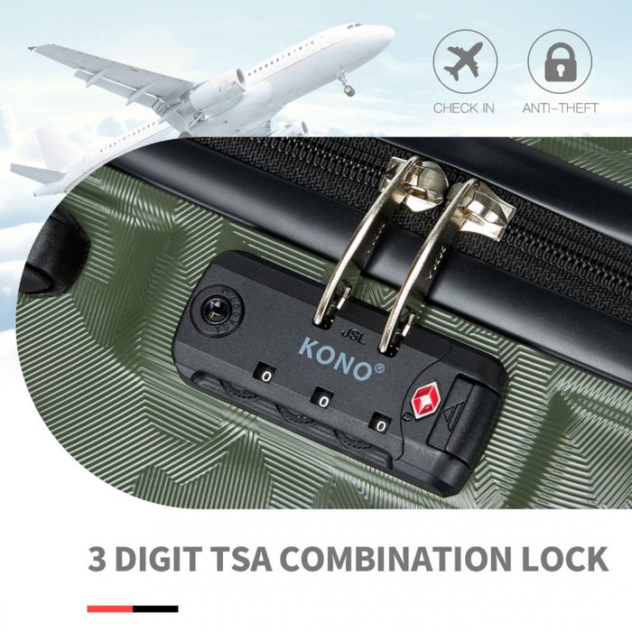 ABS Sculpted Horizontal Design Cabin Luggage – 20-Inch – Camouflage Green and Black