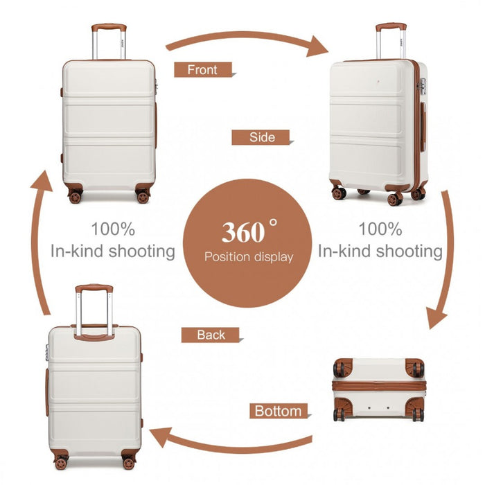 ABS Sculpted Horizontal Design Cabin Luggage – 20-Inch – Cream