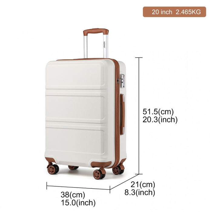 ABS Sculpted Horizontal Design Cabin Luggage – 20-Inch – Cream
