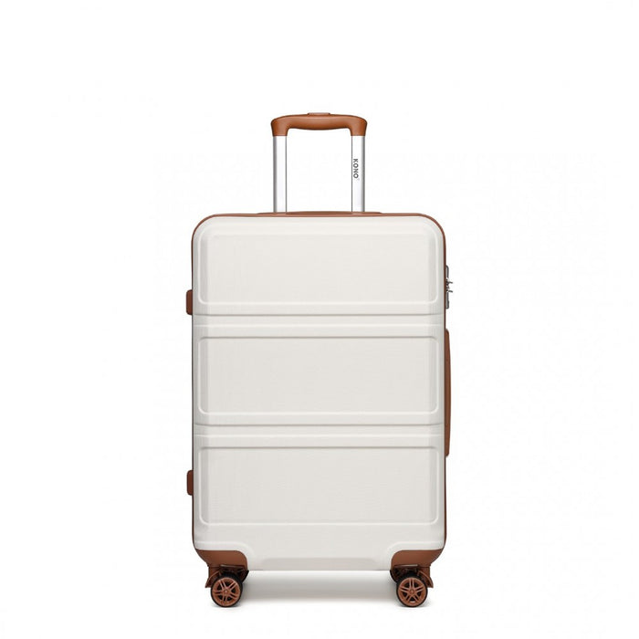 ABS Sculpted Horizontal Design Suitcase – 24-Inch – Cream