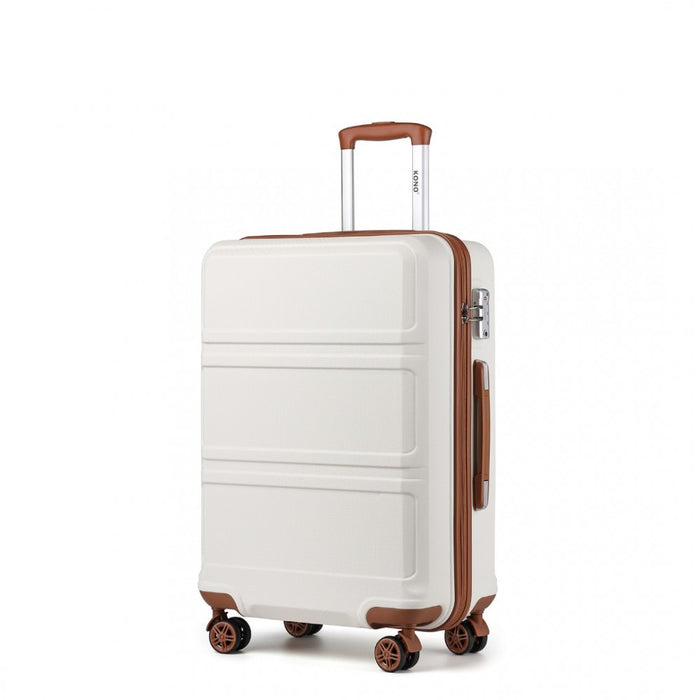 ABS Sculpted Horizontal Design Cabin Luggage – 20-Inch – Cream