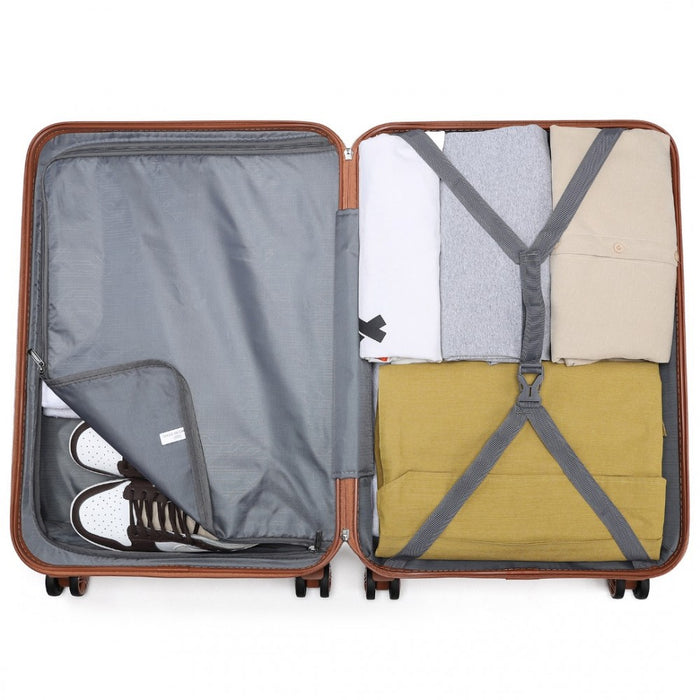 ABS Sculpted Horizontal Design Cabin Luggage – 20-Inch – Cream