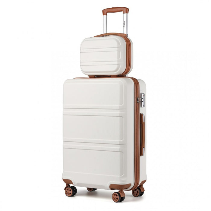 ABS 4 Wheel Suitcase Set with Vanity Case – Cream