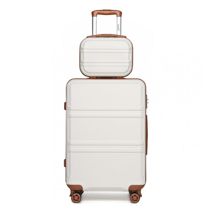 ABS 4 Wheel Suitcase Set with Vanity Case – Cream