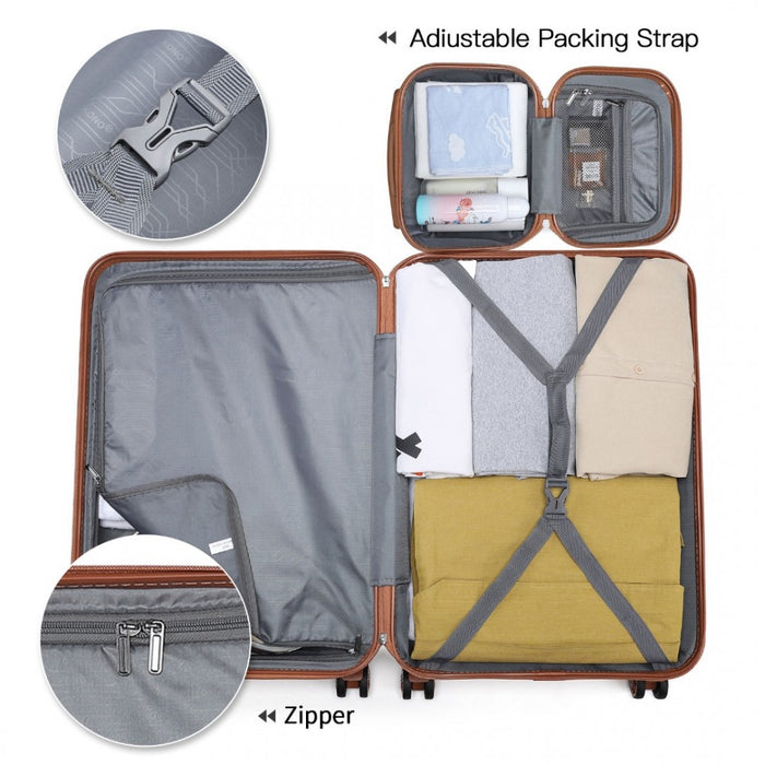 ABS 4 Wheel Suitcase Set with Vanity Case – Cream