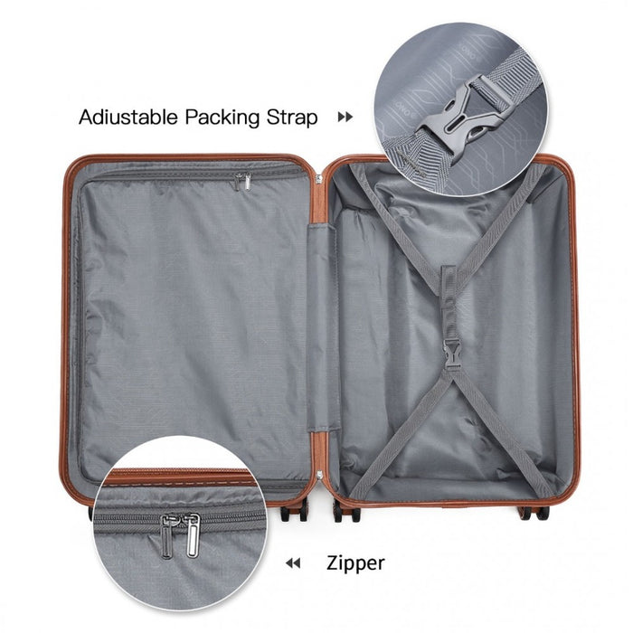 4-Piece ABS Sculpted Horizontal Design Suitcase Set with Vanity Case – Cream