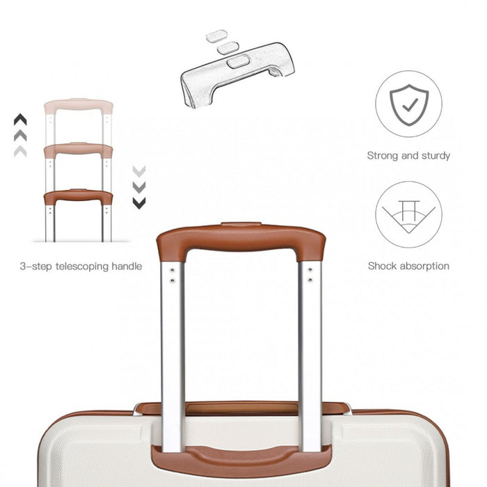 ABS 4 Wheel Suitcase Set with Vanity Case – Cream