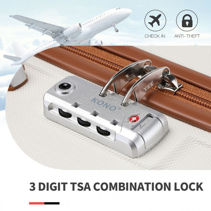 ABS 4 Wheel Suitcase Set with Vanity Case – Cream