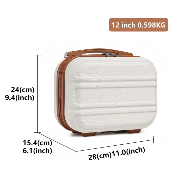 Lightweight ABS Hard Shell Vanity Case – 12-Inch – Cream
