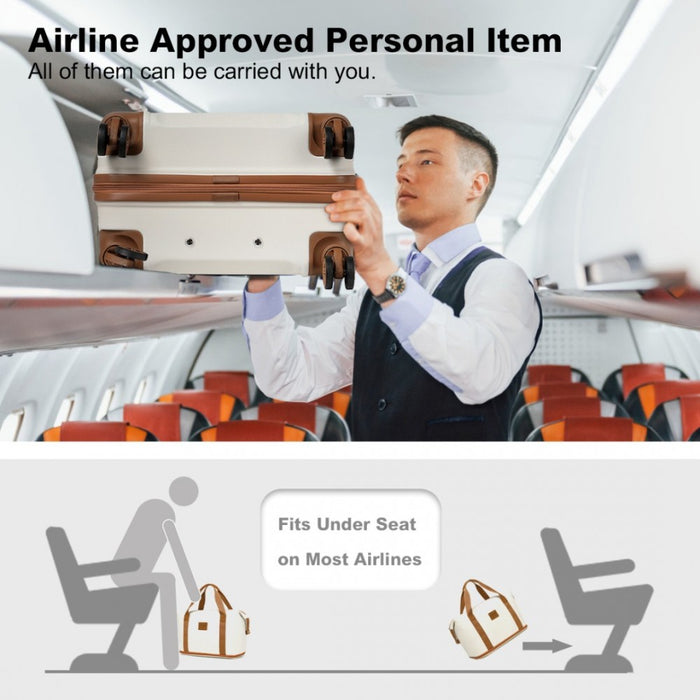 ABS 4 Wheel Suitcase Set with Vanity Case, Weekend Bag and Toiletry Bag – Cream