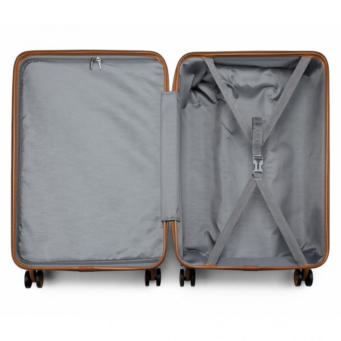 ABS 4 Wheel Suitcase Set with Vanity Case, Weekend Bag and Toiletry Bag – Cream